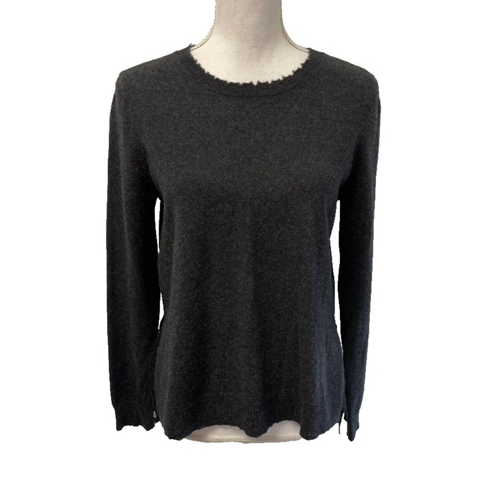 Autumn Cashmere Sweater Jumper Womens Small Gray Lace Romantic Whimsigoth